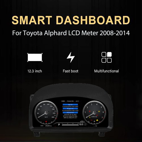 Viknav Car Instrument Panel 12.3 Inch For Toyota Alphard 2008-2014 LCD Meter Linux System Digital Speedometer Dashboard Screen