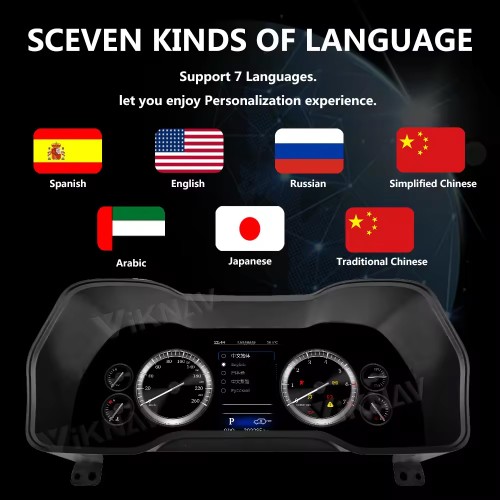 Viknav Car Instrument Panel 12.3 Inch For Toyota 4Runner 2014-2019 Linux System Digital Speedometer Dashboard Screen
