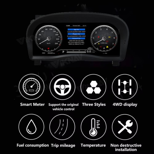 Viknav Car Instrument Panel 12.3 Inch For Toyota Alphard 2015-2018 LCD Meter Linux System Digital Speedometer Dashboard Screen