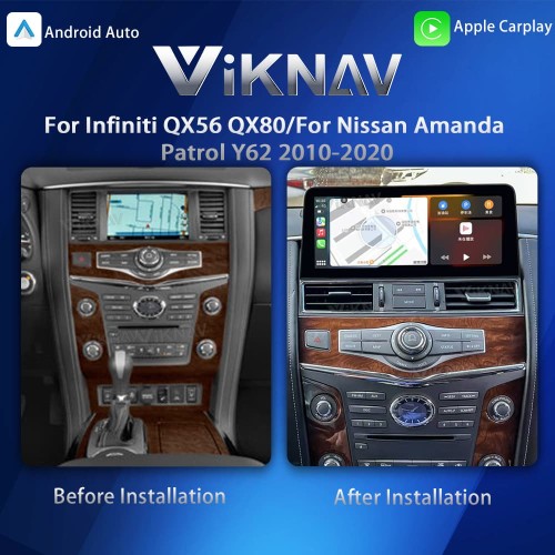 Viknav Android 12.3 inch Car Stereo for Infiniti QX56 QX80 / for Nissan Armada Patrol Y62 2010-2020 Wireless CarPlay & Android Auto GPS Navigation Head Unit