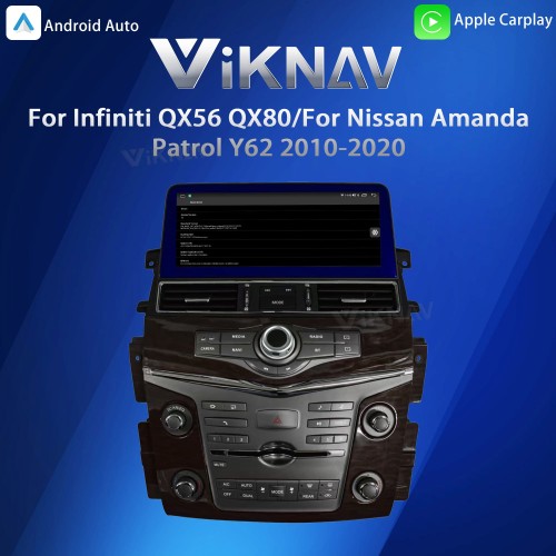 Viknav Android 12.3 inch Car Stereo for Infiniti QX56 QX80 / for Nissan Armada Patrol Y62 2010-2020 Wireless CarPlay & Android Auto GPS Navigation Head Unit