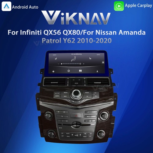 Viknav Android 12.3 inch Car Stereo for Infiniti QX56 QX80 / for Nissan Armada Patrol Y62 2010-2020 Wireless CarPlay & Android Auto GPS Navigation Head Unit