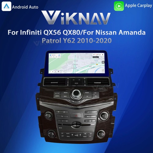 Viknav Android 12.3 inch Car Stereo for Infiniti QX56 QX80 / for Nissan Armada Patrol Y62 2010-2020 Wireless CarPlay & Android Auto GPS Navigation Head Unit