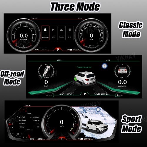 Viknav 12.3 Inch LCD Digital Cluster Car Speedometer For Nissan Patrol Y62 Infiniti QX80 2015-2019 Linux System Car Instrument Cluster Screen Instrument Replacement