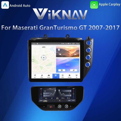 Android System 10 Inch Car Radio For Maserati GT GC GranTurismo 2007-2017 Auto Stereo Wireless Carplay GPS Navigation Multimedia Player RHD Touch Screen 128GB With Air Conditioning Panel(Black+AC)