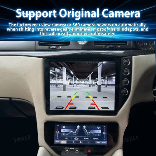 Android System 10 Inch Car Radio For Maserati GT GC GranTurismo 2007-2017 Auto Stereo Wireless Carplay GPS Navigation Multimedia Player RHD Touch Screen 128GB With Air Conditioning Panel(Black+AC)