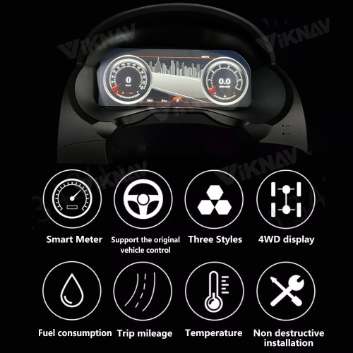 Viknav 12.3 Inch Digital Cluster Car Speedometer For Mitsubishi Pajero 2008-2018 Linux System Car Instrument Cluster Screen Instrument Replacement