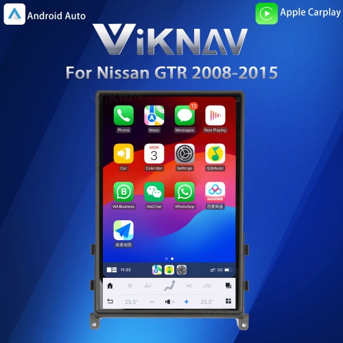 Viknav 14.4" Touch Screen Car Radio For Nissan-GTR  ( 2008 2009 2010 2011 2012 2013 2014 2015 ) Multimedia Player Android Auto GPS Navigation Wireless Carplay (128GB)