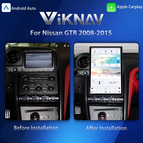 Viknav 14.4" Touch Screen Car Radio For Nissan-GTR  ( 2008 2009 2010 2011 2012 2013 2014 2015 ) Multimedia Player Android Auto GPS Navigation Wireless Carplay (128GB)