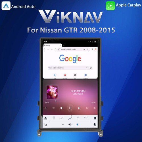 Viknav 14.4" Touch Screen Car Radio For Nissan-GTR  ( 2008 2009 2010 2011 2012 2013 2014 2015 ) Multimedia Player Android Auto GPS Navigation Wireless Carplay (128GB)