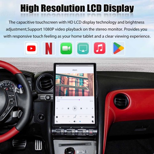 Viknav 14.4" Touch Screen Car Radio For Nissan-GTR  ( 2008 2009 2010 2011 2012 2013 2014 2015 ) Multimedia Player Android Auto GPS Navigation Wireless Carplay (128GB)