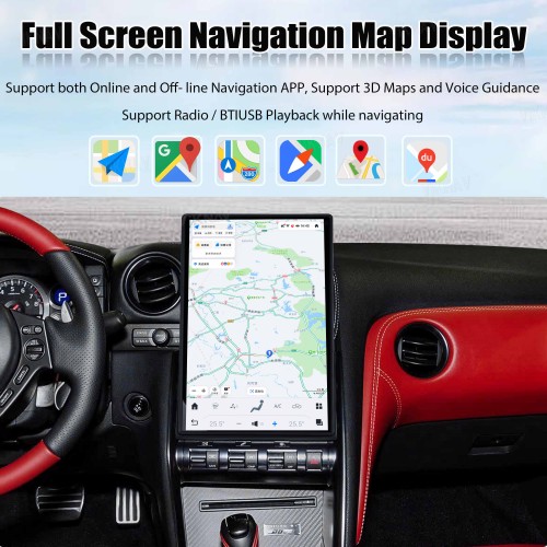 Viknav 14.4" Touch Screen Car Radio For Nissan-GTR  ( 2008 2009 2010 2011 2012 2013 2014 2015 ) Multimedia Player Android Auto GPS Navigation Wireless Carplay (128GB)