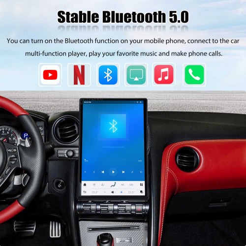 Viknav 14.4" Touch Screen Car Radio For Nissan-GTR  ( 2008 2009 2010 2011 2012 2013 2014 2015 ) Multimedia Player Android Auto GPS Navigation Wireless Carplay (128GB)