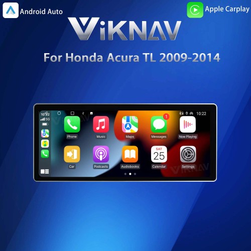Viknav Android Car Stereo For Honda Acura TL 2009-2014 Car Radio with 12.3-inch screen Wireless Carplay Android Auto GPS Navigation Multimedia Player