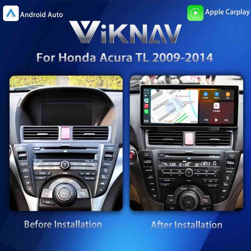 Viknav Android Car Stereo For Honda Acura TL 2009-2014 Car Radio with 12.3-inch screen Wireless Carplay Android Auto GPS Navigation Multimedia Player