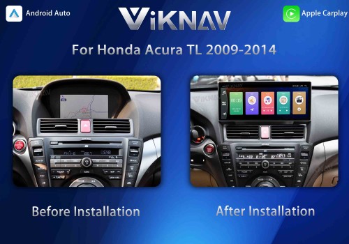 Viknav Android Car Stereo For Honda Acura TL 2009-2014 Car Radio with 12.3-inch screen Wireless Carplay Android Auto GPS Navigation Multimedia Player