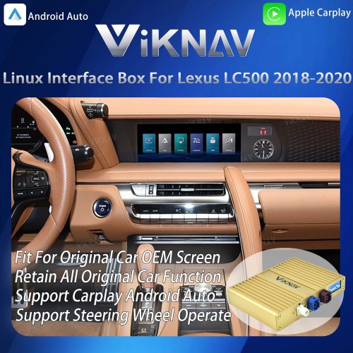 Viknav Linux Interface Box for Lexus LC500 2018-2020 Wireless CarPlay Decoder Android Auto GPS Navigatipn Original Car Radio Screen