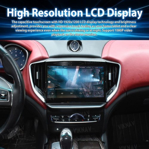 10.4 Inch Touch Screen Android System Car Radio For Maserati Ghibli 2013-2017 Wireless Apple Carplay Multimedia Player GPS Navigation Head Unit(64GB)