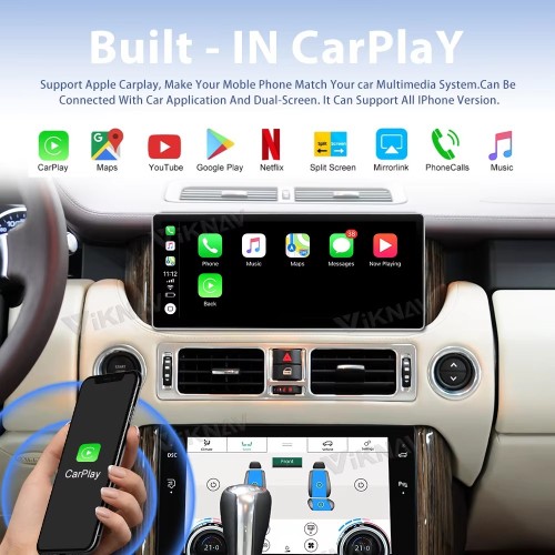 Viknav Android Radio and AC Panel For Land Rover Range Rover V8 L322 2002-2012 Multimedia Player GPS Navigation Stereo Wireless Carplay Android Auto Digital AC Control Touch Screen