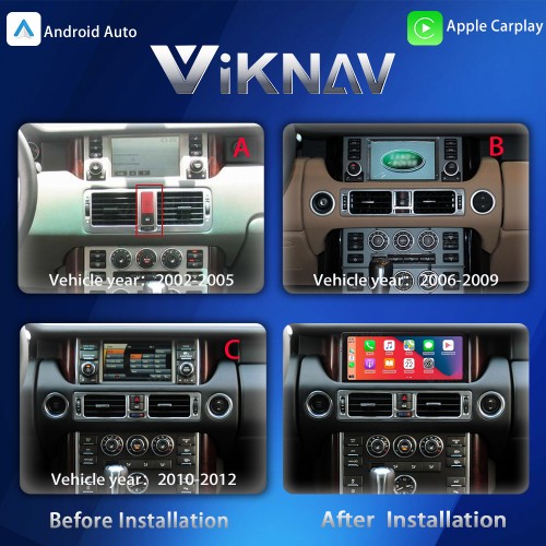 Viknav 10.25 inch Android Radio For Land Rover Range Rover V8 L322 2002-2012 Multimedia Player GPS Navigation Stereo Wireless Carplay Android Auto Touch Screen