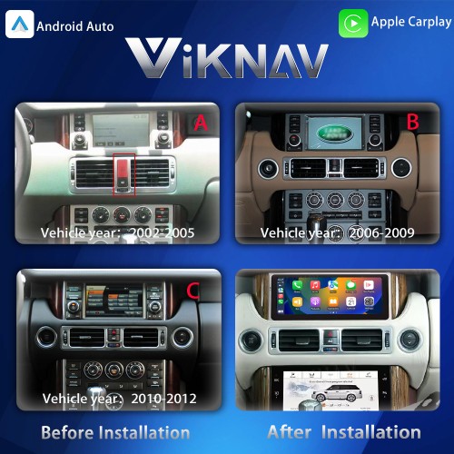 Viknav 10.25 inch Android Radio For Land Rover Range Rover V8 L322 2002-2012 Multimedia Player GPS Navigation Stereo Wireless Carplay Android Auto Touch Screen