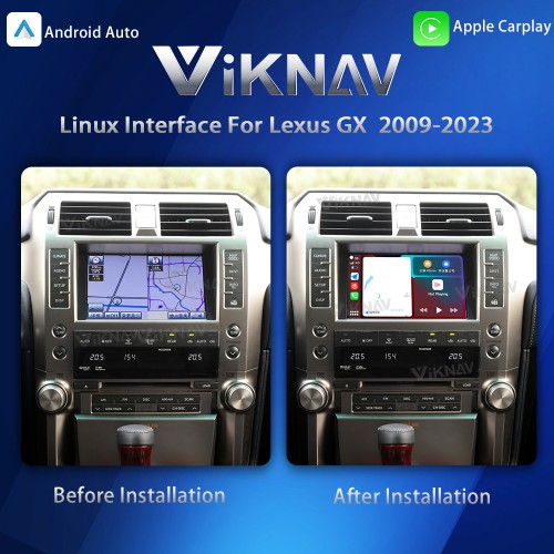 Viknav Linux Interface Box for Lexus GX 2009-2023 Wireless CarPlay Decoder Android Auto GPS Navigatipn Original Car Radio Screen