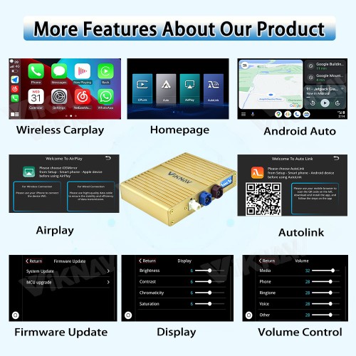 Viknav Linux Interface Box for Lexus ES 2015-2022 Wireless CarPlay Android Decoder Auto GPS Navigatipn Original Car Radio Screen