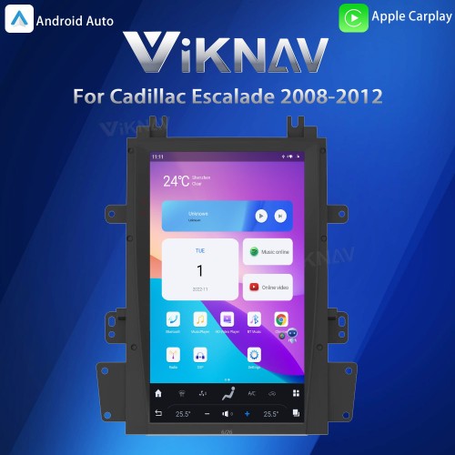 Viknav Android 13.6 inch Car Stereo for Cadillac Escalade 2008-2012 Wireless CarPlay & Android Auto GPS Navigation Multimedia Head Unit