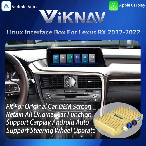 Viknav Linux Interface Box for Lexus RX 2012-2022 Wireless CarPlay Decoder Android Auto GPS Navigatipn Original Car Radio Screen
