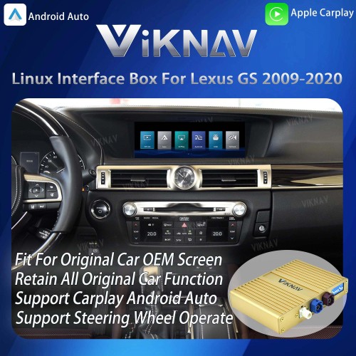 Viknav Linux Interface Box for Lexus GS 2009 -2020 Wireless CarPlay Decoder Android Auto GPS Navigatipn Original Car Radio Screen