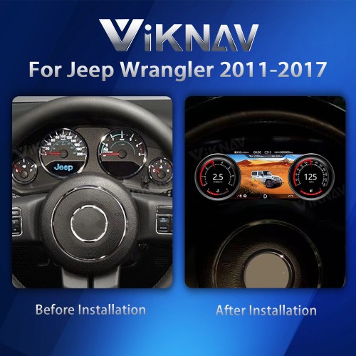 Viknav 12.3 Inch Digital Instrument Cluster For Jeep Wrangler 2011-2017 Virtual Dashboard Screen LCD Speedometer Player Car Digital Panel