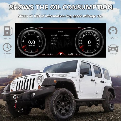 Viknav 12.3 Inch Digital Instrument Cluster For Jeep Wrangler 2011-2017 Virtual Dashboard Screen LCD Speedometer Player Car Digital Panel