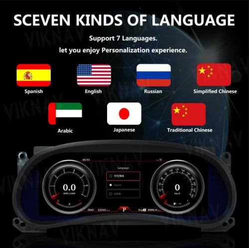 Viknav 12.3 Inch Digital Instrument Cluster For Jeep Wrangler 2011-2017 Virtual Dashboard Screen LCD Speedometer Player Car Digital Panel