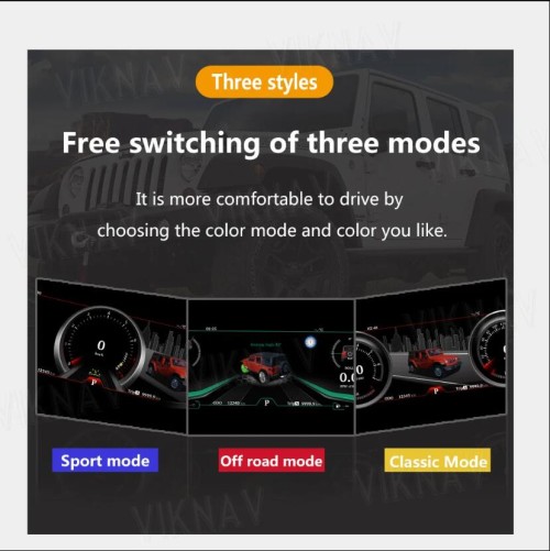 Viknav 12.3 Inch Digital Instrument Cluster For Jeep Wrangler 2011-2017 Virtual Dashboard Screen LCD Speedometer Player Car Digital Panel