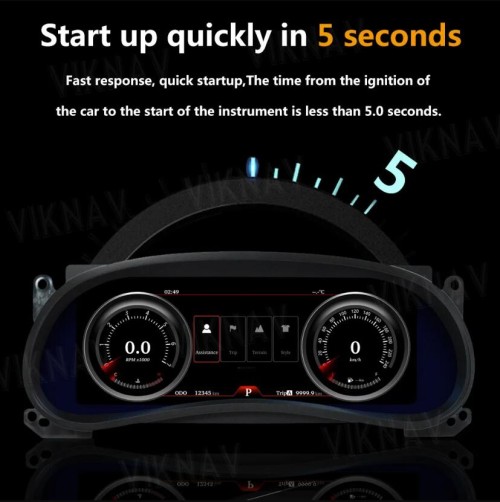 Viknav 12.3 Inch Digital Instrument Cluster For Jeep Wrangler 2011-2017 Virtual Dashboard Screen LCD Speedometer Player Car Digital Panel