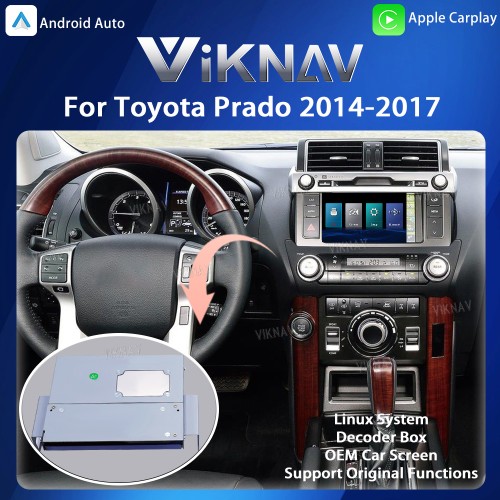 Viknav Linux Interface Box for Toyota Prado 2014-2017 Wireless CarPlay Android Auto GPS Navigatipn Original Car Radio Screen