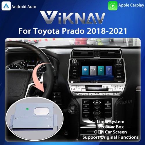 Viknav Linux Interface Box for Toyota Prado 2018-2021 Wireless CarPlay Android Auto GPS Navigatipn Original Car Radio Screen