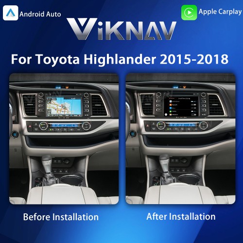 Viknav Linux Interface Box for Toyota Highlander 2015-2018 Wireless CarPlay Android Auto GPS Navigatipn Original Car Radio Screen