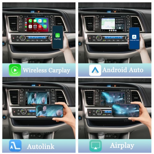 Viknav Linux Interface Box for Toyota Highlander 2015-2018 Wireless CarPlay Android Auto GPS Navigatipn Original Car Radio Screen