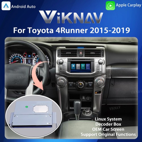 Viknav Linux Interface Box for Toyota 4Runner 2015-2019 Wireless CarPlay Android Auto GPS Navigatipn Original Car Radio Screen