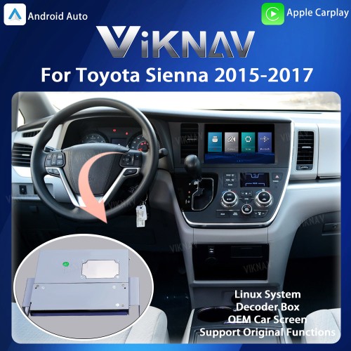 Viknav Linux Interface Box for Toyota Sienna 2015-2017 Wireless CarPlay Android Auto GPS Navigatipn Original Car Radio Screen