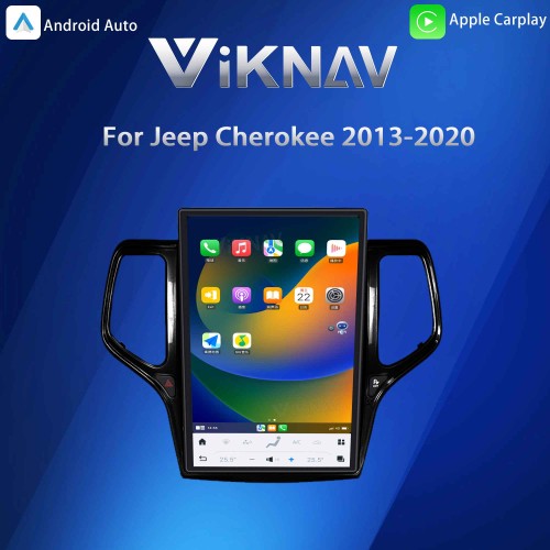 ViKNAV 14.4 Inch Android Car Radio For Jeep Cherokee 2013-2020 CarPlay Touch Screen GPS Navigation Stereo Head Unit With Piano Black