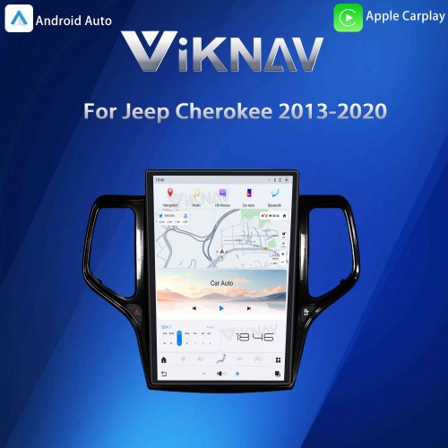 ViKNAV 14.4 Inch Android Car Radio For Jeep Cherokee 2013-2020 CarPlay Touch Screen GPS Navigation Stereo Head Unit With Piano Black