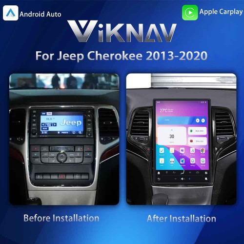 ViKNAV 14.4 Inch Android Car Radio For Jeep Cherokee 2013-2020 CarPlay Touch Screen GPS Navigation Stereo Head Unit With Piano Black