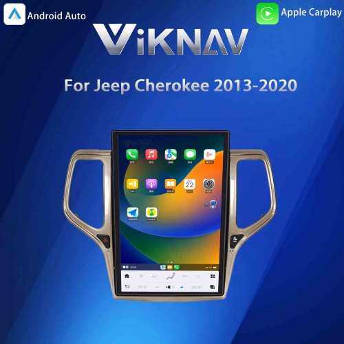 ViKNAV14.4 Inch Android Car Radio For JEEP Cherokee 2013-2020 CarPlay Touch Screen GPS Navigation Stereo Head Unit With Champagne Gold
