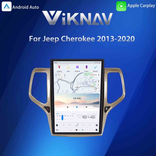 ViKNAV14.4 Inch Android Car Radio For JEEP Cherokee 2013-2020 CarPlay Touch Screen GPS Navigation Stereo Head Unit With Champagne Gold
