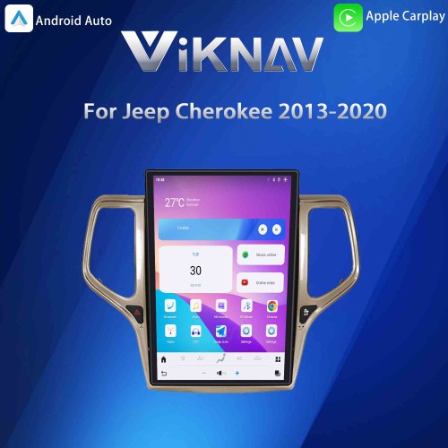ViKNAV14.4 Inch Android Car Radio For JEEP Cherokee 2013-2020 CarPlay Touch Screen GPS Navigation Stereo Head Unit With Champagne Gold