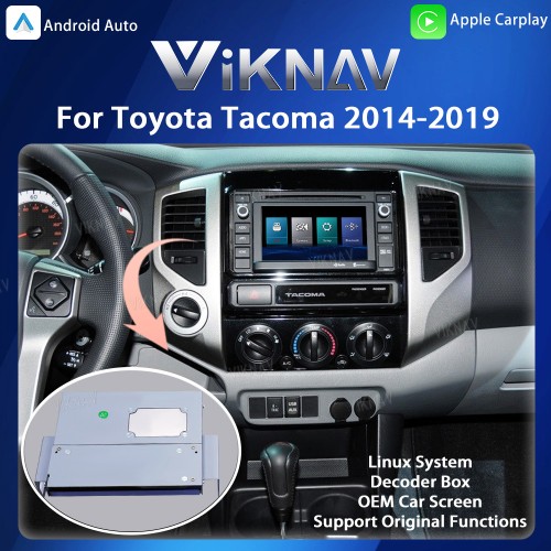Viknav Linux Interface Box for Toyota Tacoma 2014-2019 Wireless CarPlay Android Auto GPS Navigatipn Original Car Radio Screen