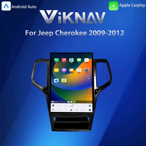 ViKNAV 14.4 Inch Android Car Radio For Jeep Cherokee 2009-2012 CarPlay Touch Screen GPS Navigation Stereo Head Unit With Piano Black