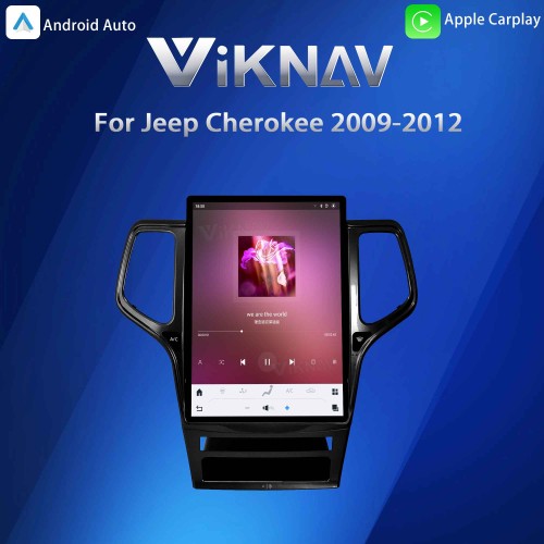 ViKNAV 14.4 Inch Android Car Radio For Jeep Cherokee 2009-2012 CarPlay Touch Screen GPS Navigation Stereo Head Unit With Piano Black